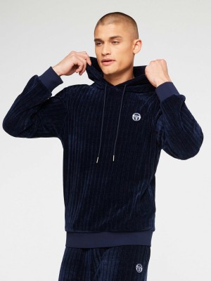 Sergio Tacchini Chenille Hoodie Herr Blå | 3075YZCFR