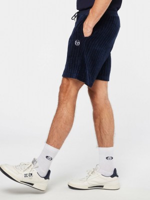 Sergio Tacchini Chenille Korta Velour Tracksuit Herr Blå | 9210PHVTE