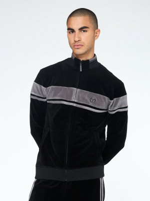 Sergio Tacchini Damarindo Velour Track Jackets Velour Tracksuit Herr Svarta | 6382LCMSI