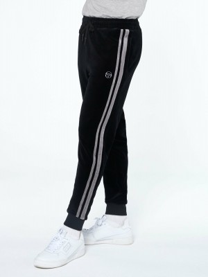 Sergio Tacchini Damarindo Velour Track Pants Velour Tracksuit Herr Svarta | 9218ILDBH