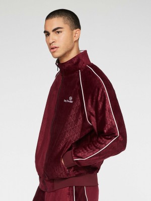 Sergio Tacchini Debossed Velour Track Jackets Jacka Herr Lila Vinröda | 0795TABES