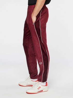 Sergio Tacchini Debossed Velours Träningsbyxor Herr Lila Vinröda | 3681MPJOT