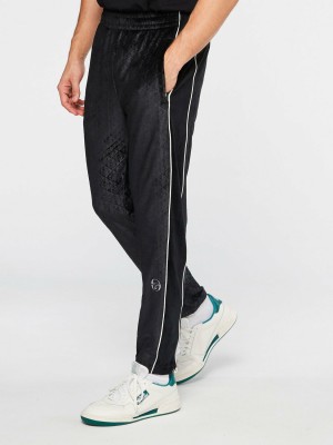 Sergio Tacchini Debossed Velours Träningsbyxor Herr Svarta | 1802DSEQY