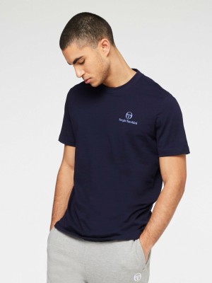 Sergio Tacchini Serif Logo T-shirt Herr Blå | 7923JMUNQ
