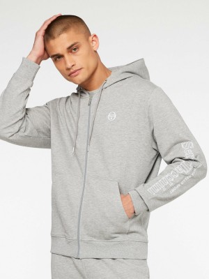 Sergio Tacchini Serif Logo Zip Hoodie Herr Grå | 2310WADKC