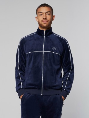 Sergio Tacchini Sovana Velour Track Jackets Velour Tracksuit Herr Blå | 9038MOILP