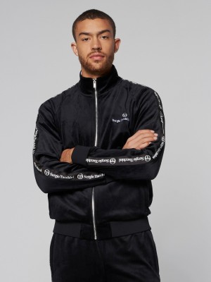 Sergio Tacchini Tipo Velour Track Jackets Velour Tracksuit Herr Svarta | 5607HJCPO