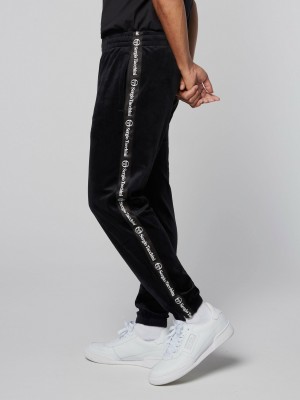 Sergio Tacchini Tipo Velour Track Pants Velour Tracksuit Herr Svarta | 2649BENDH