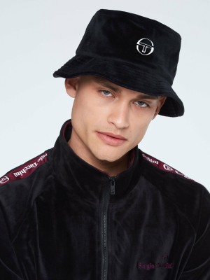 Sergio Tacchini Velour Bucket Hat Velour Tracksuit Herr Svarta | 1796GBWIO