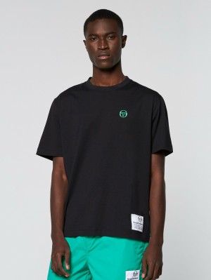 Sergio Tacchini Vernazza T-shirt Herr Svarta Mörkmintgröna | 1567LUEBF
